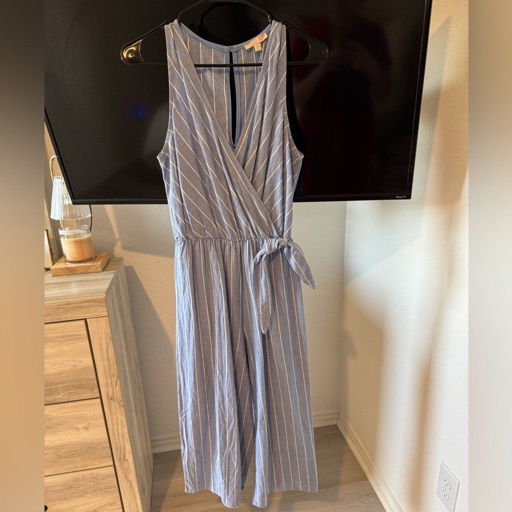 Light Blue with White Strips GB Sleeveless  Jumpsuit